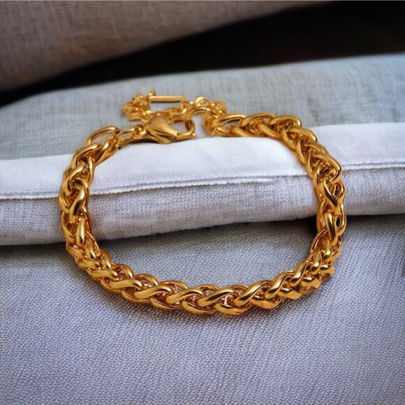 NEW 18K yellow gold plated chunky chain bracelet jewelry B20B - Picture 3 of 5